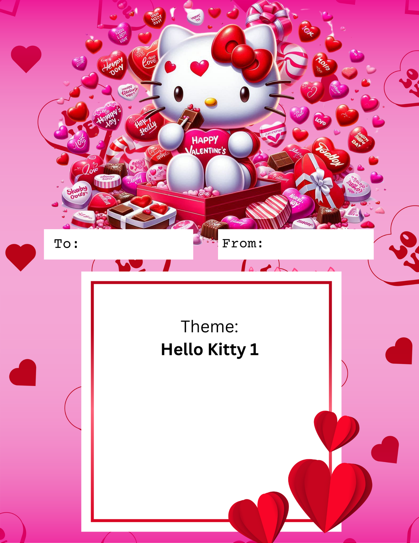 Valentine Day Lollipop Classroom Cards 3x5 - 30 Cards