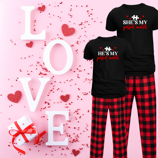 Couple Pajamas He's/She's My Perfect Match Puzzle